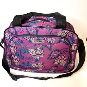 TAG SPRINGFIELD Purple Paisley Design 
Canvas Overnight Bag w/ Adjustable Strap